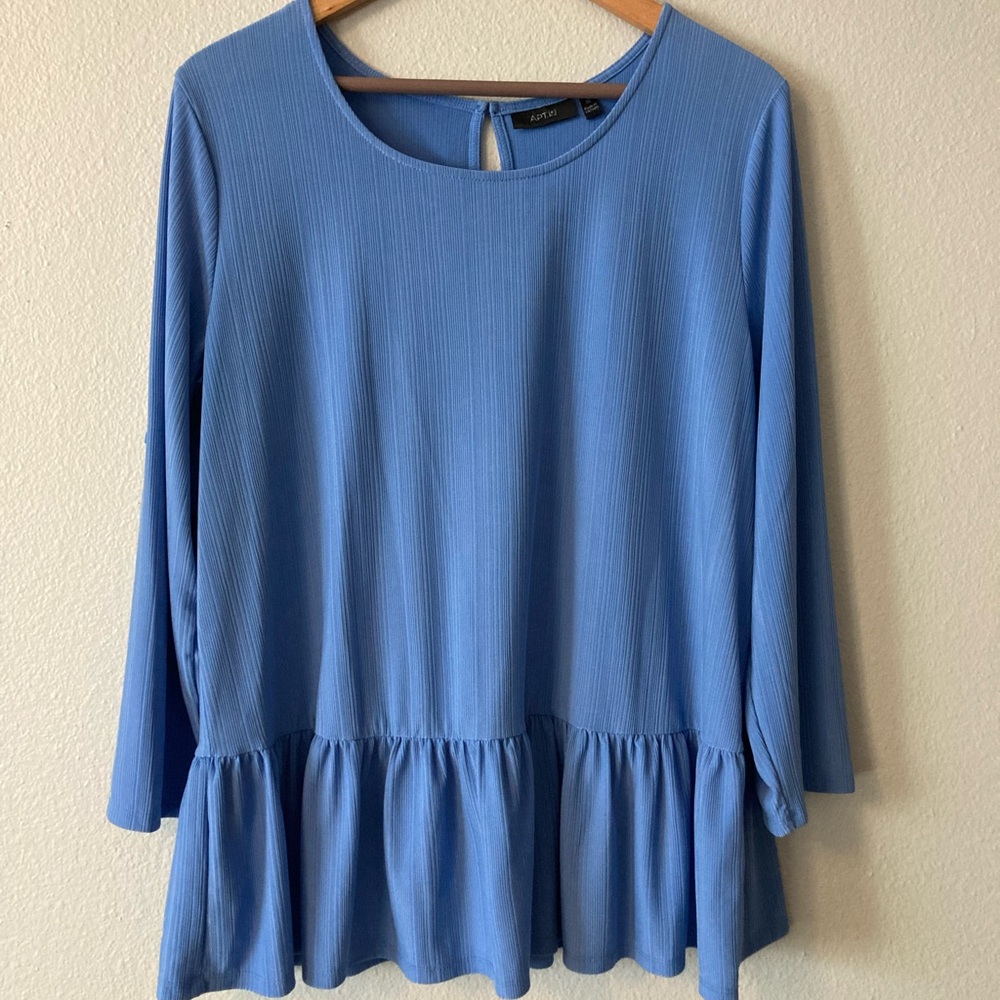 Blue Peplum Blouse